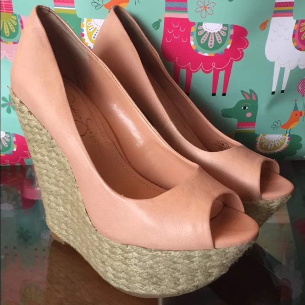 Jessica Simpson pink wedges
